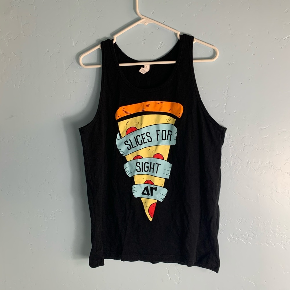Delta Gamma DG Sorority Slices For Sight Black Tanktop size Medium